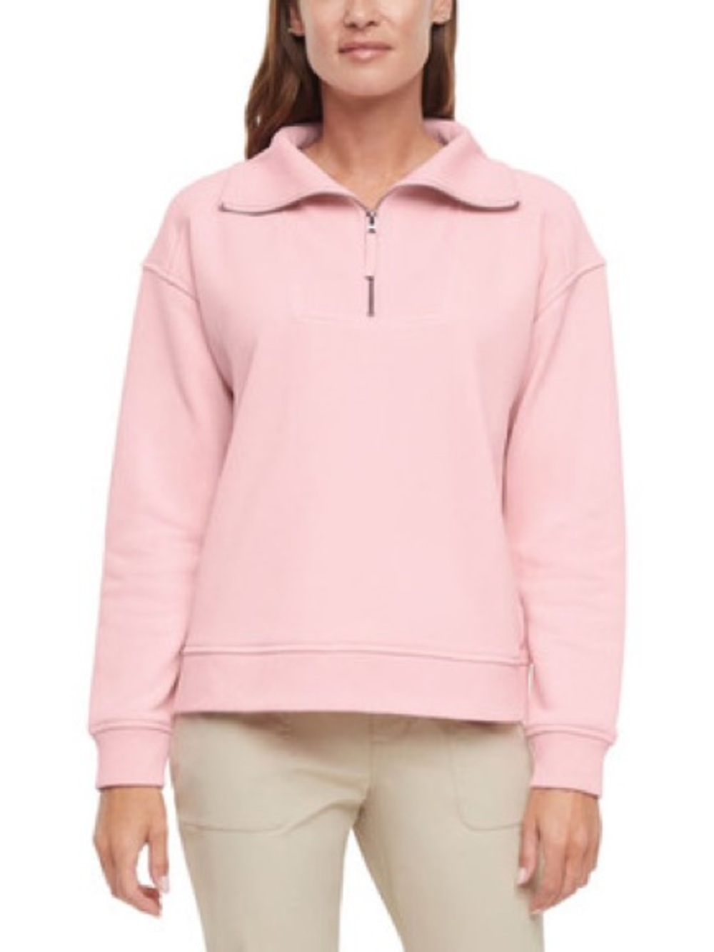 Eddie Bauer 1/4 Zip Pullover Sweatshirt Cotton Blend Light Pink XL Extra Large